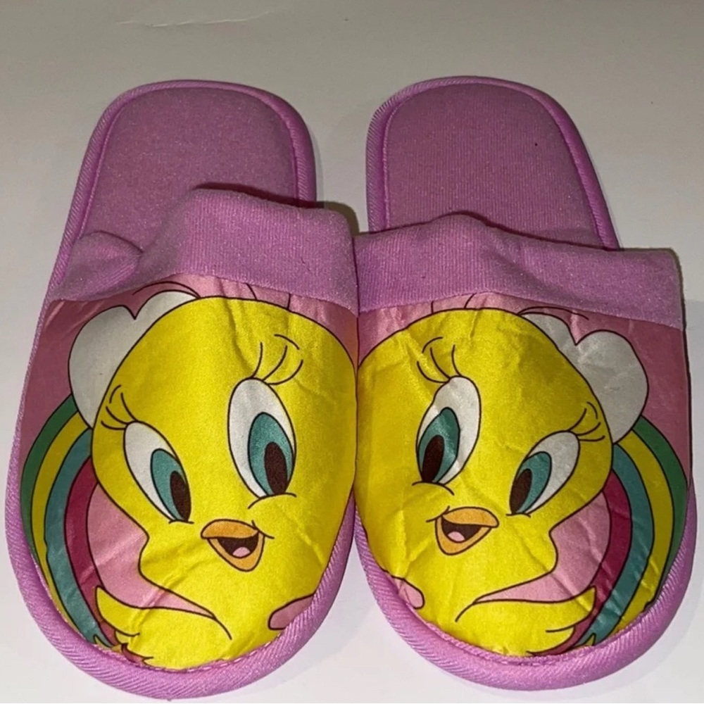Warner Brothers Tweety Bird Pink Slippers, Size S 11-12